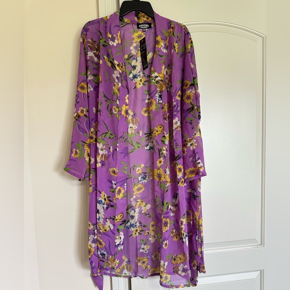 Floral Purple Long Kimono Cardigan - Picture 7 of 7
